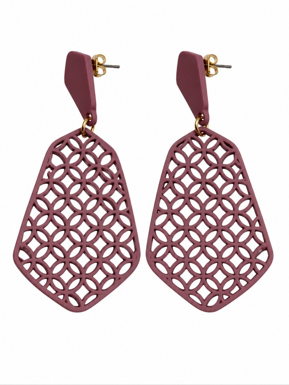 3/$30 CATO Matte Mauve Lattice Drop Earrings